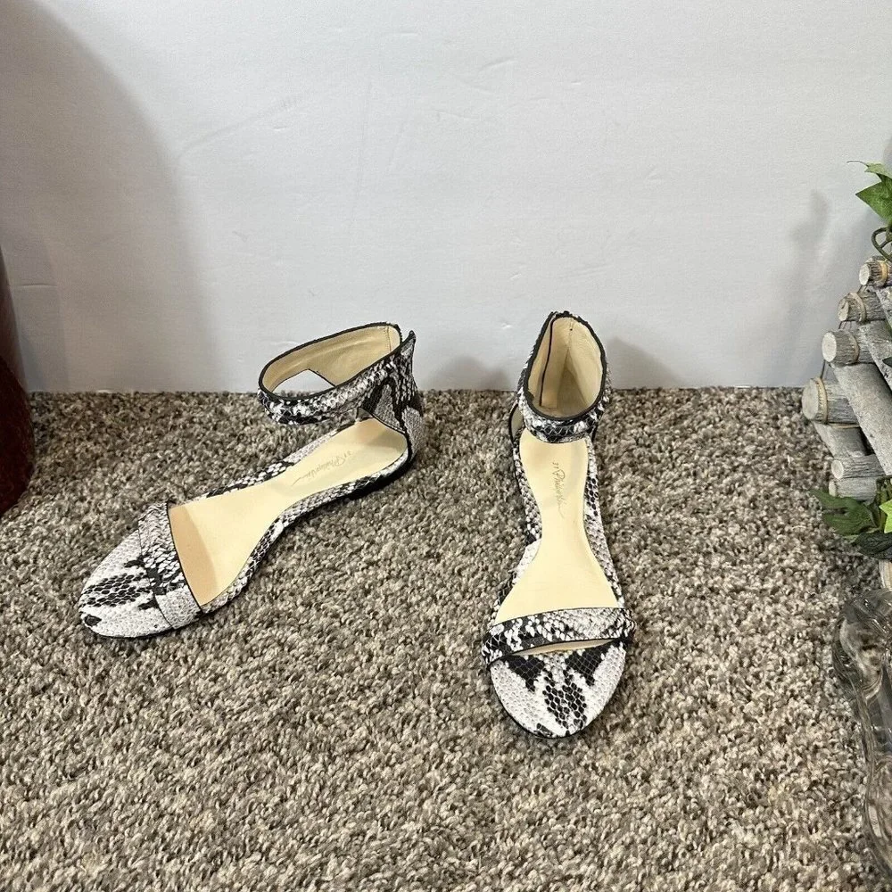3.1 Philip Lim Ankle Strap Gladiator Sandals Snake Leather Back Zip 36 US 6